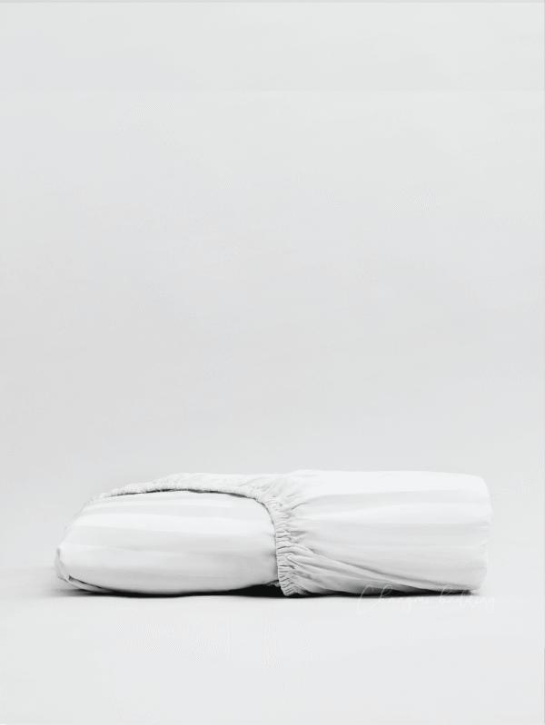 HOME 6 White Stripe Cotton Fitted Sheet, 400TC