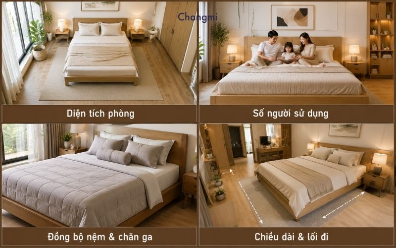 Kích thước giường đôi tiêu chuẩn: Bảng size và cách chọn chăn ga phù hợp 7 Chọn đúng kích thước giường đôi để tối ưu không gian và tiện nghi