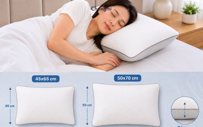 Cách chọn kích thước gối theo từng độ tuổi và tư thế ngủ tiêu chuẩn 6 gối cho người nằm nghiêng