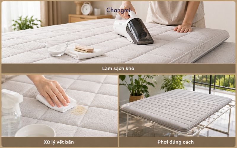 Topper là gì? Cách chọn Topper nệm êm ái dễ vệ sinh khi sử dụng 9 Vệ sinh đúng cách giúp Topper luôn sạch sẽ và bền đẹp hơn