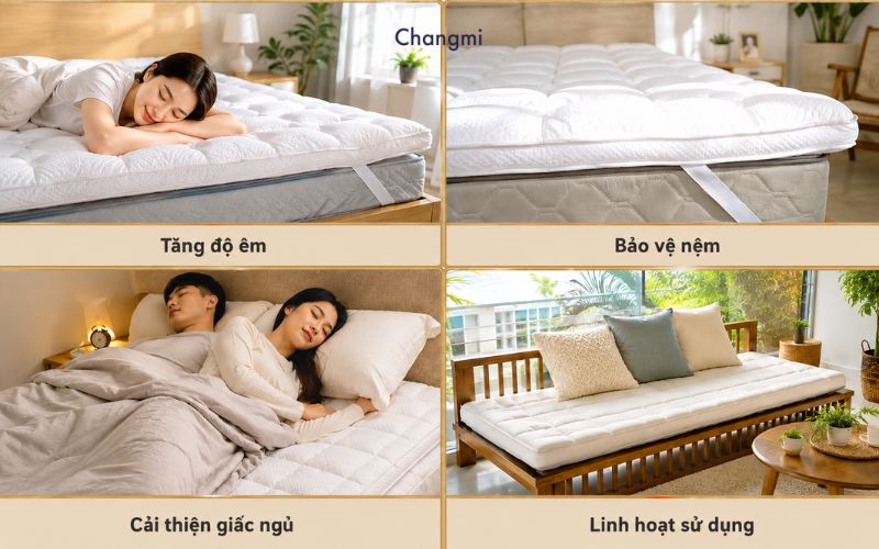 Topper là gì? Cách chọn Topper nệm êm ái dễ vệ sinh khi sử dụng 2 Topper nâng cao trải nghiệm ngủ và kéo dài tuổi thọ nệm